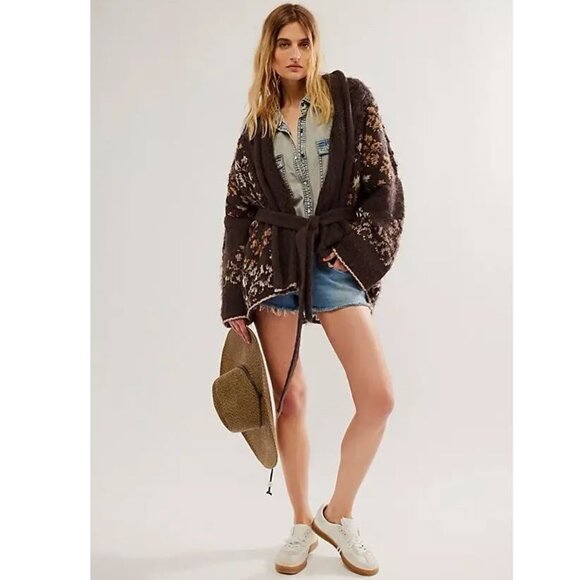 Free People Cable Mix Cardigan Sz M